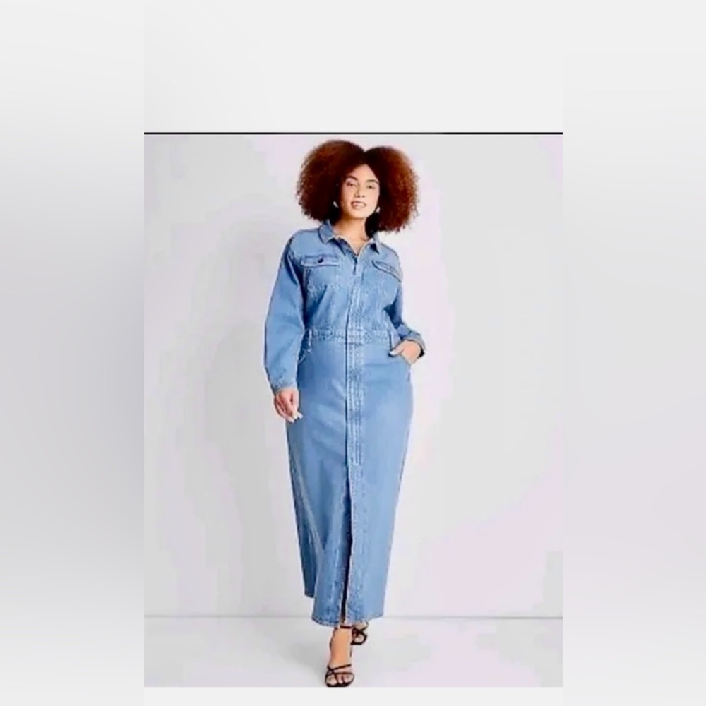 Universal Thread Women's Blue Denim Maxi Dress